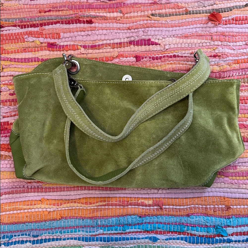 J. Jill Two-Tone Green Suede Shoulder Bag - Picture 3 of 6